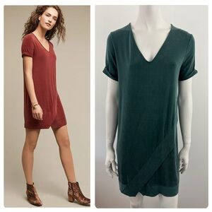 ANTHROPOLOGIE V-Neck Short Sleeve Dress. Green. Size XS